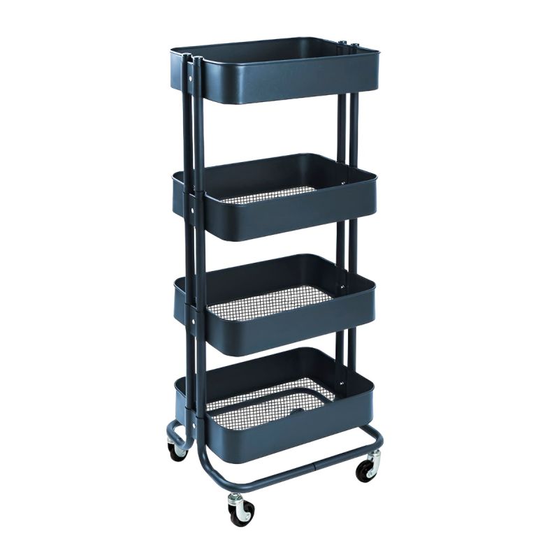 Carrinho Multiuso com 4 prateleiras ( Fruteira / Organizador ) com rodas - cor CINZA - HL-2204B