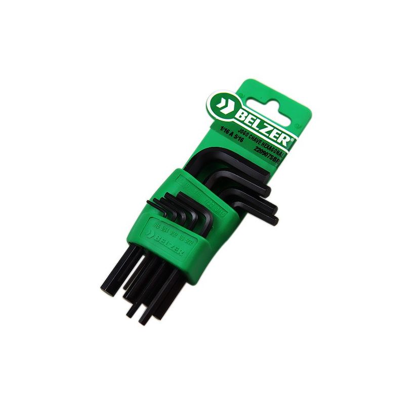 Jogo de Chave Hexagonal com 9 Peças - 1/16 a 5/16 Polegadas BELZER 220907BR