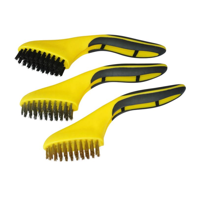 Jogo com 3 escovas de aço (cabo em plástico) 5x11 - 8´´ - 1221117 - Crownman