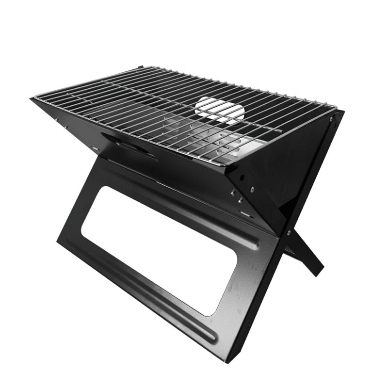 Churrasqueira De Inox Dobrável Portátil A Carvão - Maleta - JY-025-1