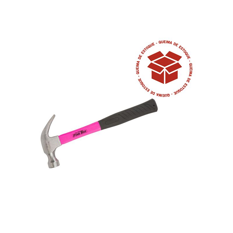Martelo com Cabo de Fibra Vidro Rosa - PB12HM - Pink Box Tools