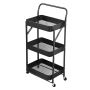 Carrinho Multiuso com 3 prateleiras ( Fruteira / Organizador ) com rodas e alça, cor PRETA - HL-1103A